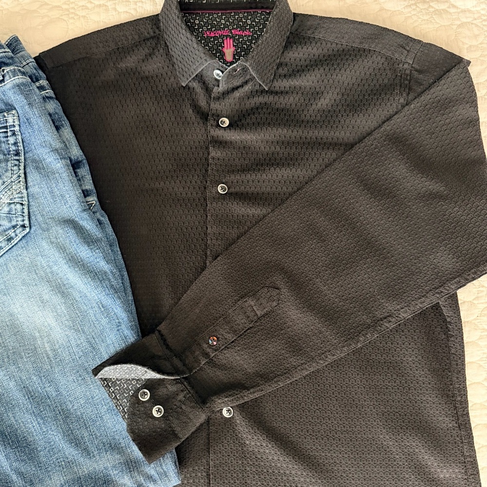 Visconti Black Casual Button Down Shirt